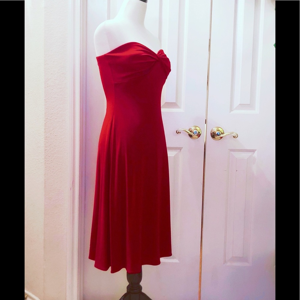 Scarlet Red Tahari Strapless Dress
